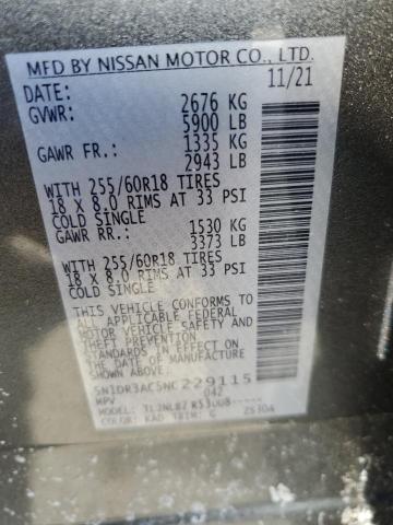 2022 NISSAN PATHFINDER 5N1DR3AC5NC229115
