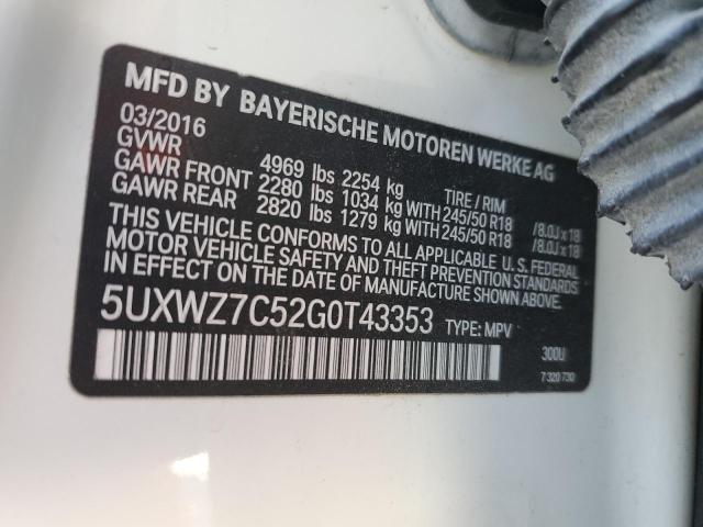2016 BMW X3 SDRIVE2 - 5UXWZ7C52G0T43353