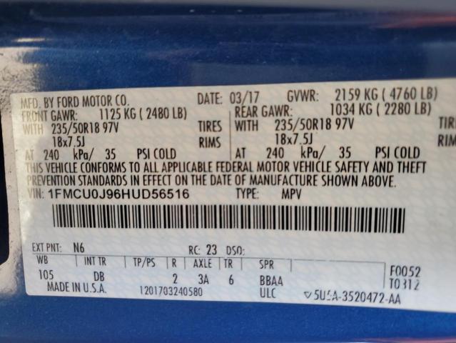 2017 FORD ESCAPE TIT - 1FMCU0J96HUD56516