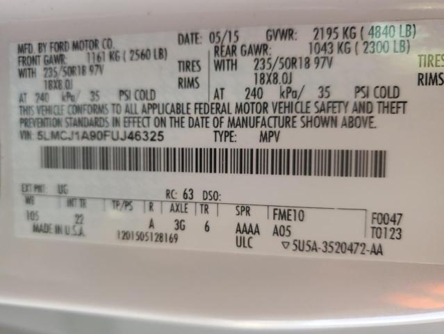 2015 LINCOLN MKC 5LMCJ1A90FUJ46325