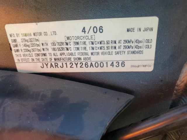 2006 YAMAHA YZFR6 C JYARJ12Y26A001436