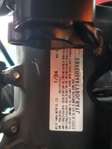 2004 YAMAHA YZFR6 L JYARJ06Y74A002597