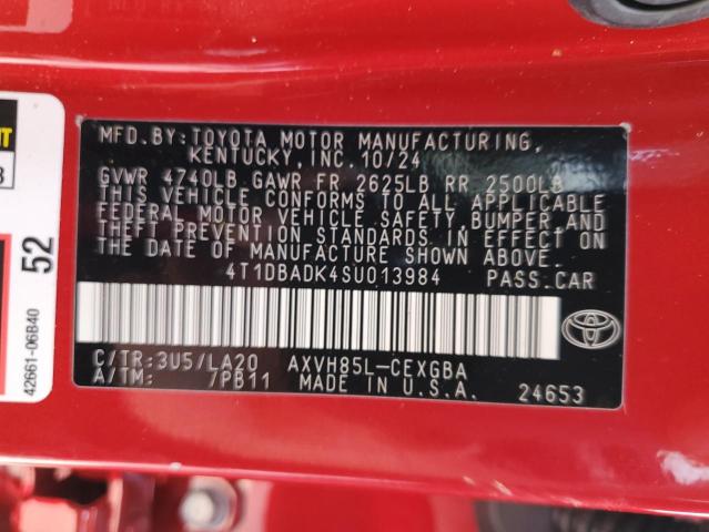 2025 TOYOTA CAMRY XSE 4T1DBADK4SU013984