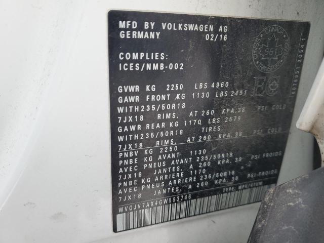 2016 VOLKSWAGEN TIGUAN COM WVGJV7AX4GW593746