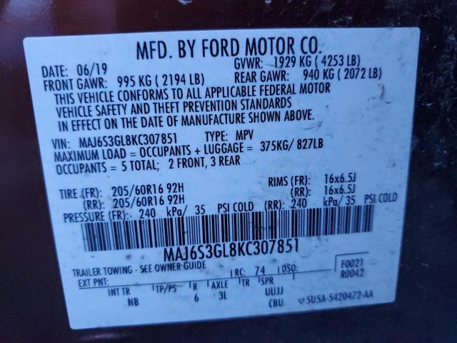 2019 FORD ECOSPORT S - MAJ6S3GL8KC307851