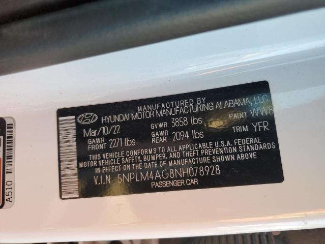 2022 HYUNDAI ELENTRA 5NPLM4AG8NH078928