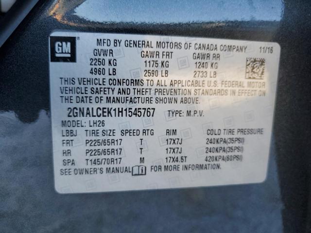 2017 CHEVROLET EQUINOX LT - 2GNALCEK1H1545767