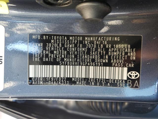 2016 TOYOTA COROLLA L - 5YFBURHE9GP496191