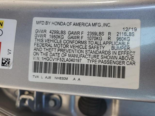 2020 HONDA ACCORD EXL 1HGCV1F52LA040197