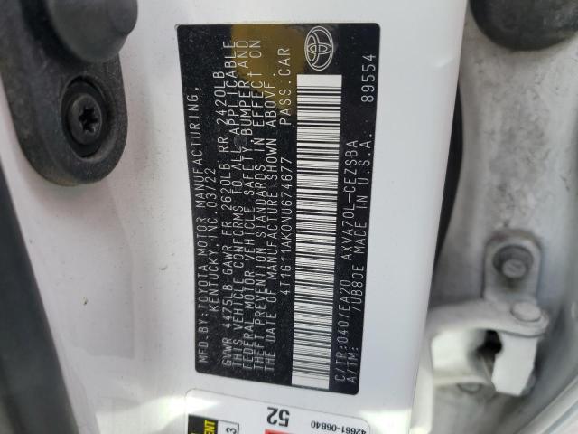 2022 TOYOTA CAMRY SE 4T1G11AK0NU674677