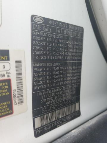 2016 LAND ROVER RANGE ROVE - SALWR2KF8GA658210
