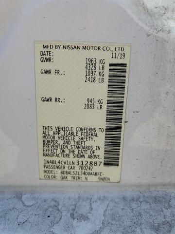 2020 NISSAN ALTIMA SR - 1N4BL4CV1LN312887