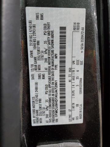 2019 FORD ESCAPE SEL - 1FMCU9HD1KUA72961