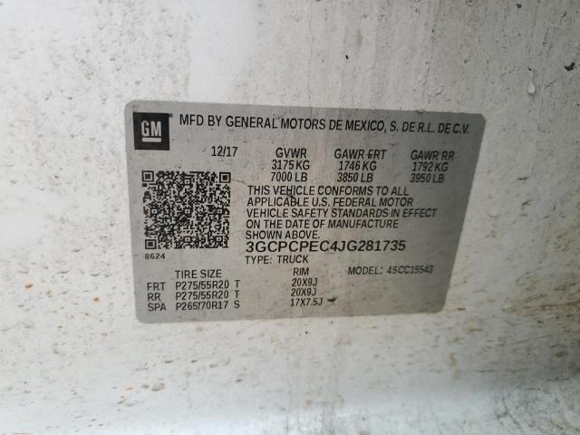 2018 CHEVROLET SILVERADO 3GCPCPEC4JG281735