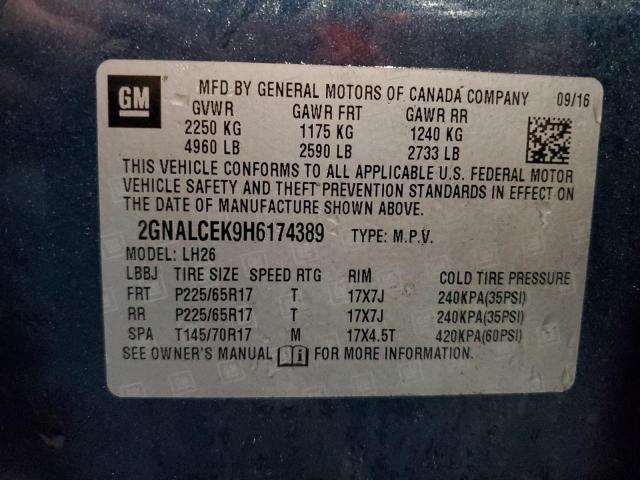 2017 CHEVROLET EQUINOX LT - 2GNALCEK9H6174389