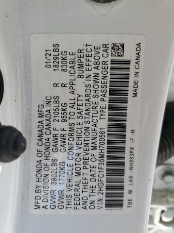 2021 HONDA CIVIC 2HGFC1F35MH700561