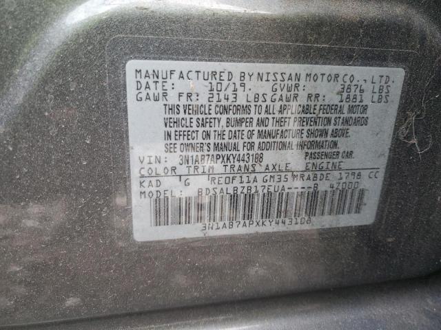 2019 NISSAN SENTRA S - 3N1AB7APXKY443108