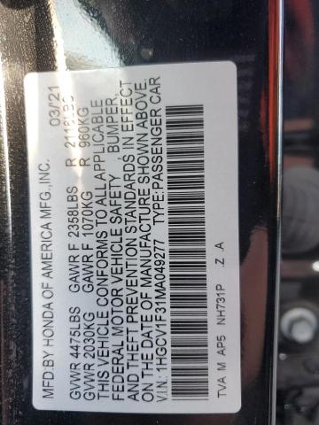 2021 HONDA ACCORD SPO - 1HGCV1F31MA049277