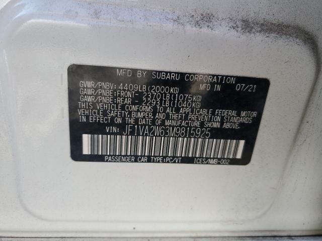 2021 SUBARU WRX STI LI JF1VA2W63M9815925