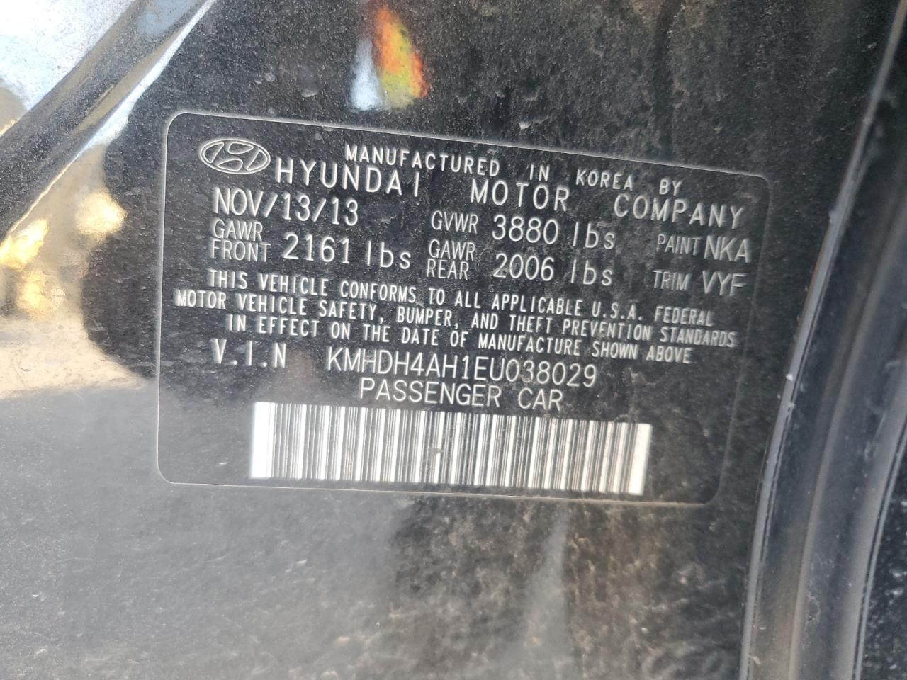 Lot #3052408597 2014 HYUNDAI ELANTRA SE