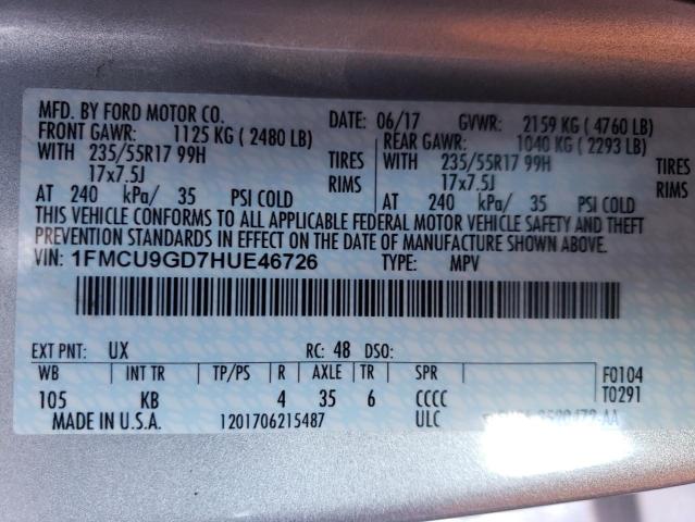 2017 FORD ESCAPE SE - 1FMCU9GD7HUE46726