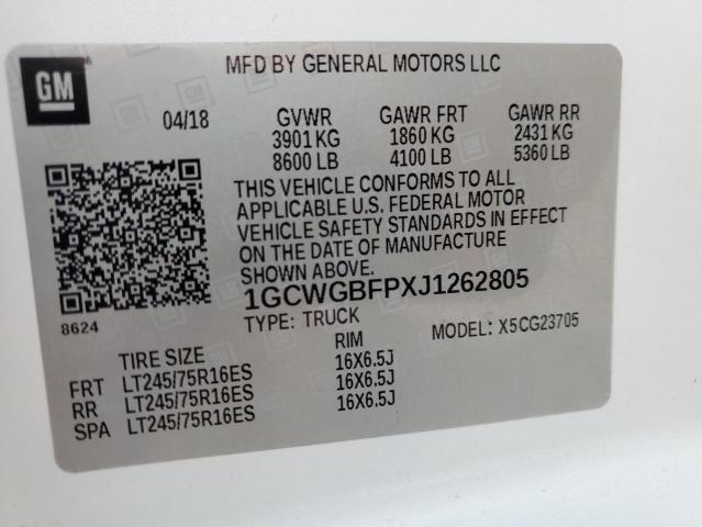 2018 CHEVROLET EXPRESS G2 1GCWGBFPXJ1262805