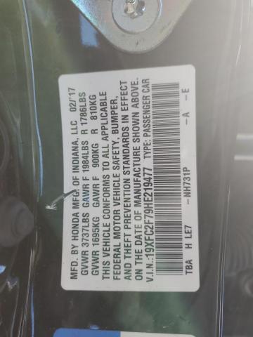 2017 HONDA CIVIC 19XFC2F79HE219477