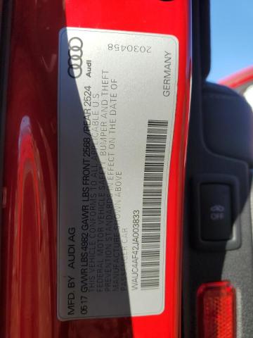 2018 AUDI S4 PRESTIG WAUC4AF42JA003833