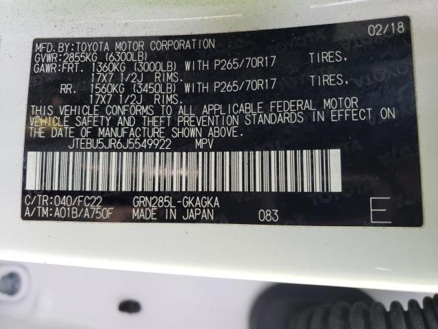 2018 TOYOTA 4RUNNER SR - JTEBU5JR6J5549922