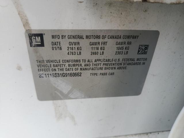 2016 CHEVROLET IMPALA LT 2G1115S31G9160662