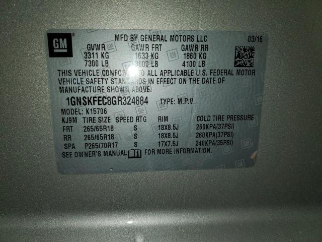 2016 CHEVROLET TAHOE SPEC 1GNSKFEC8GR324884