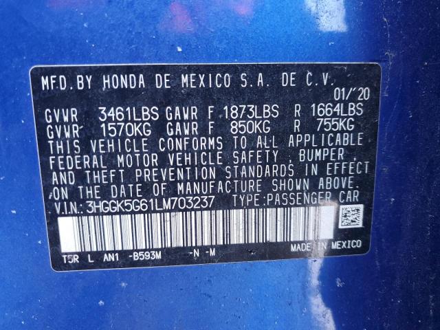 2020 HONDA FIT SPORT 3HGGK5G61LM703237