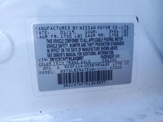 2019 NISSAN VERSA S 3N1CN7AP7KL843897