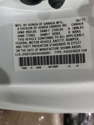 2017 HONDA CIVIC EX - 2HGFC3B33HH360401