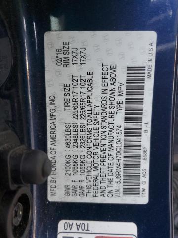 2016 HONDA CR-V EXL - 5J6RM4H70GL041574