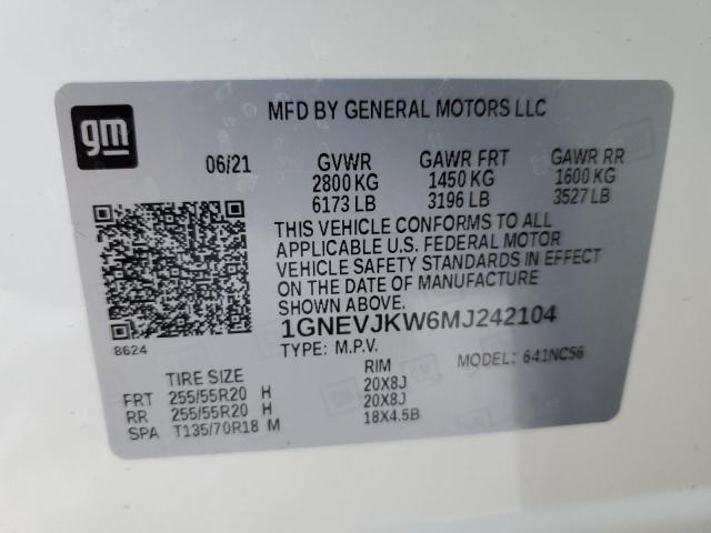 2021 CHEVROLET TRAVERSE R 1GNEVJKW6MJ242104