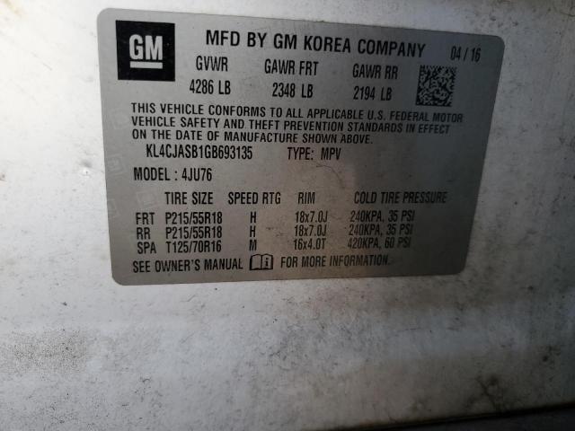 2016 BUICK ENCORE KL4CJASB1GB693135