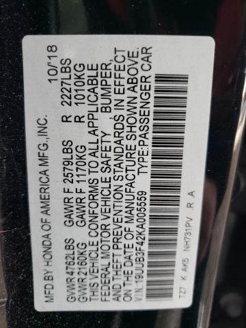 2019 ACURA TLX TECHNO 19UUB3F42KA005559
