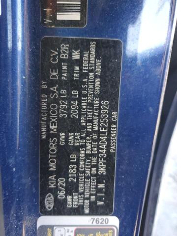 2020 KIA FORTE GT L 3KPF34AD4LE253926