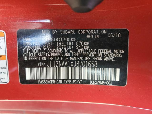 2018 TOYOTA 86 JF1ZNAA1XJ8701658