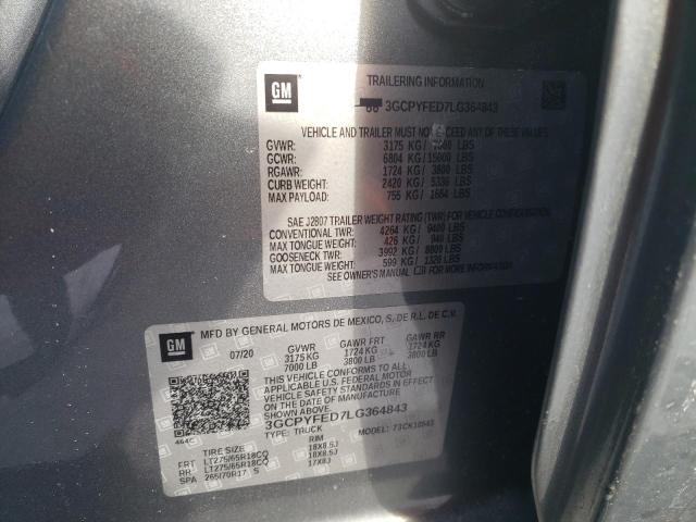 2020 CHEVROLET SILVERADO - 3GCPYFED7LG364843