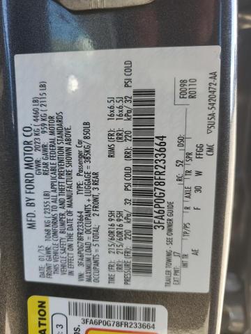 2015 FORD FUSION S 3FA6P0G78FR233664