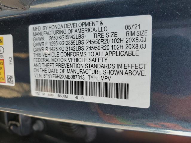 2021 HONDA PILOT SE 5FNYF6H2XMB087813