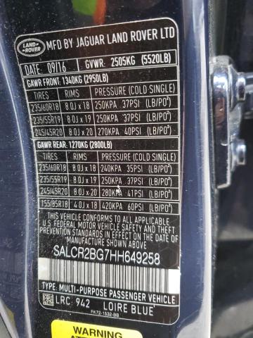 2017 LAND ROVER DISCOVERY - SALCR2BG7HH649258