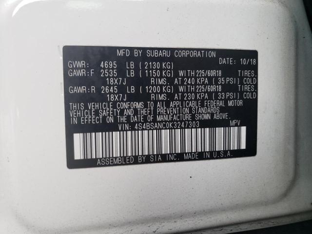 2019 SUBARU OUTBACK 2. - 4S4BSANC0K3247303