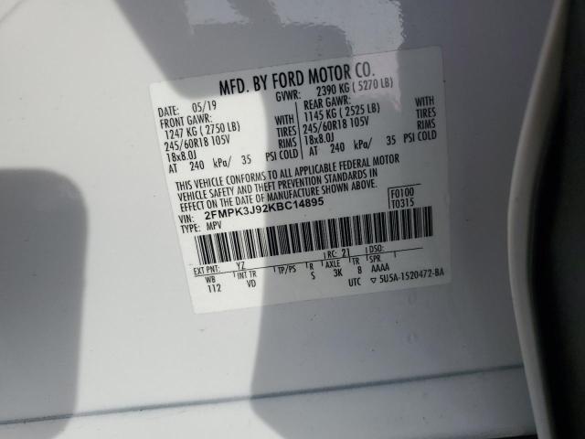 2019 FORD EDGE SEL - 2FMPK3J92KBC14895