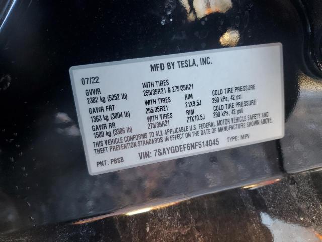2022 TESLA MODEL Y - 7SAYGDEF6NF514045
