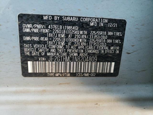 2022 SUBARU CROSSTREK - JF2GTHMC1N8204809