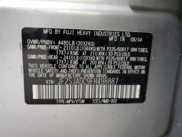 2015 SUBARU FORESTER 2 - JF2SJADC9FH498887