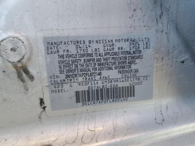 2015 NISSAN VERSA S 3N1CN7AP2FL822140